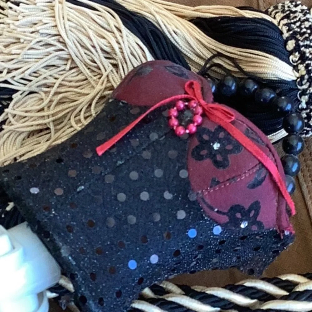 Corset Bustier BOUDOIR Night Light Bead Handle Burgundy & Black SEXY MOOD LIGHT